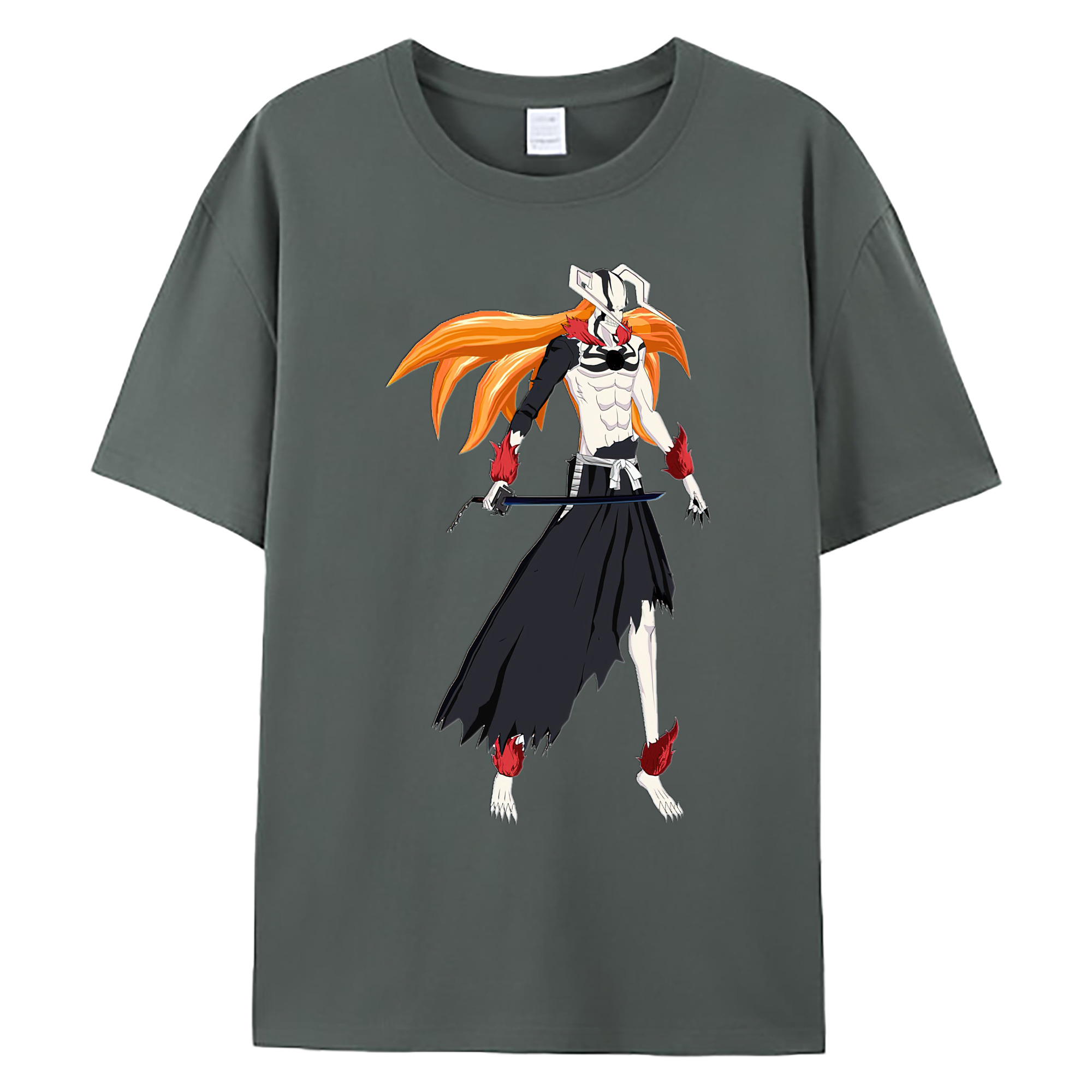 （画像用） ブリーチ 黒崎一護（くろさき いちご）BLEACH Kurosaki Ichigo 綿100％ メンズ半袖Tシャツ｜肌触りやわらか＆通気性